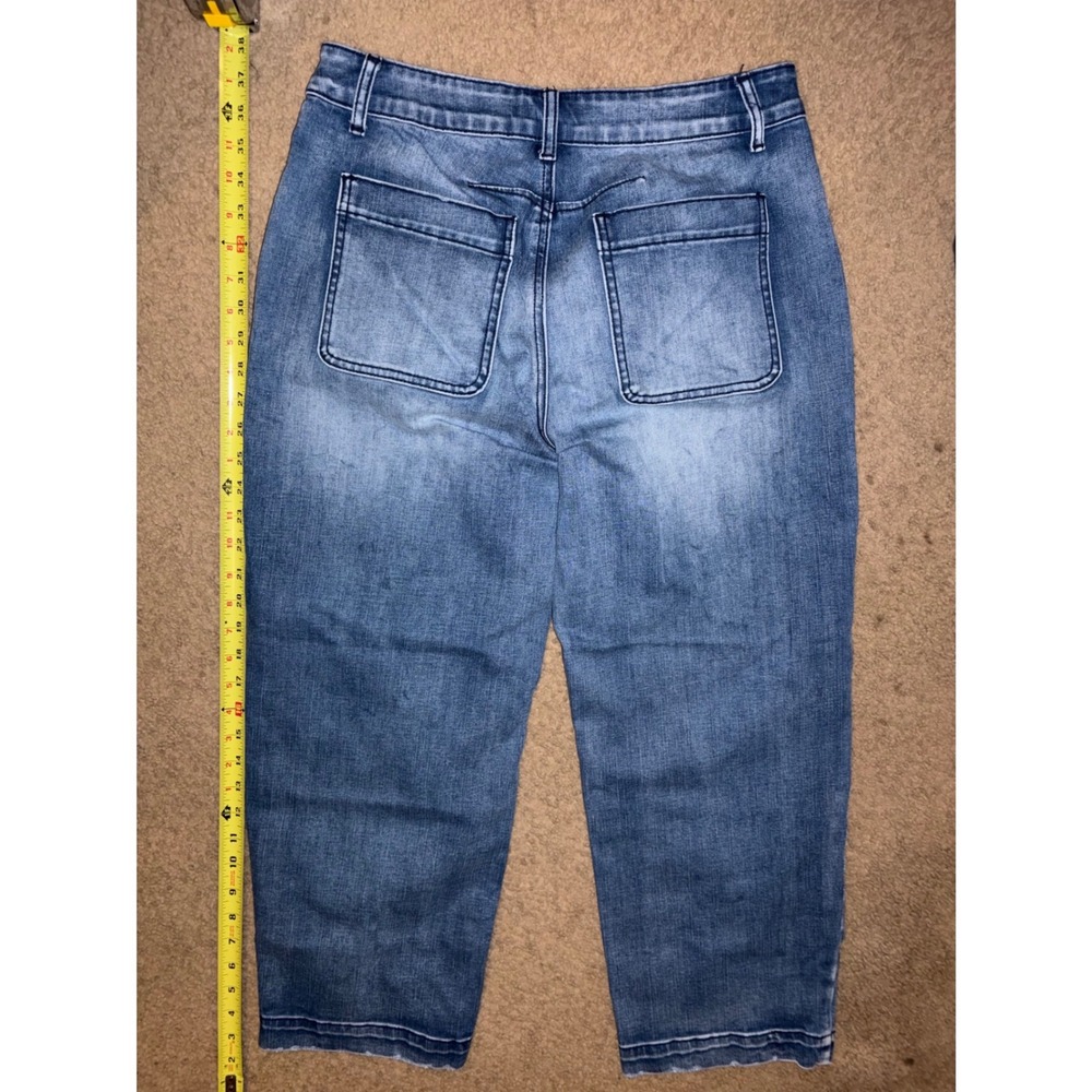 Flamingals Women Med Wash High Waisted Cropped Straight Leg Jeans Size M T42-32 - Picture 6 of 7